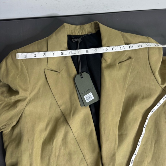 All Saints Yolanda Lyn Linen Blend Blazer Light Khaki Brown - Picture 12 of 14